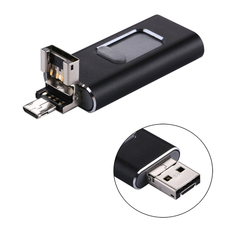 easyflash RQW-01B 3 in 1 USB 2.0 & 8 Pin & Micro USB 128GB Flash Drive(Black) by buy2fix