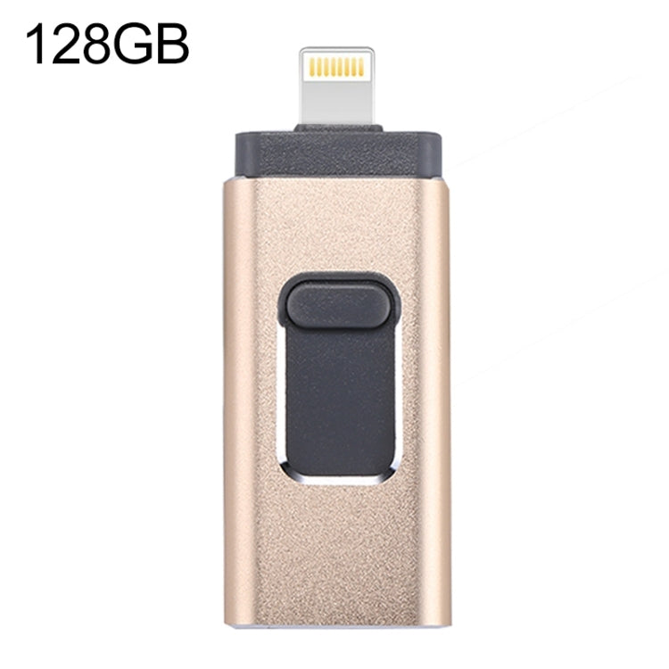 easyflash RQW-01B 3 in 1 USB 2.0 & 8 Pin & Micro USB 128GB Flash Drive(Gold) by buy2fix