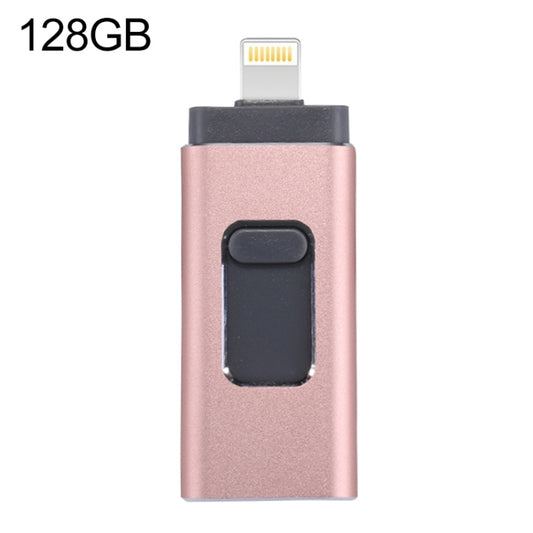 easyflash RQW-01B 3 in 1 USB 2.0 & 8 Pin & Micro USB 128GB Flash Drive(Rose Gold) by buy2fix