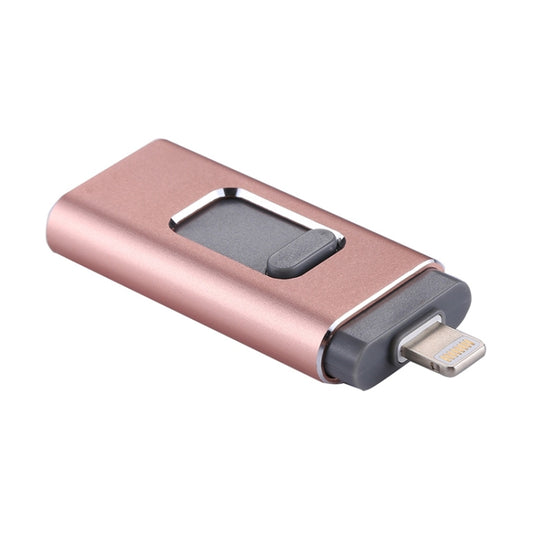 easyflash RQW-01B 3 in 1 USB 2.0 & 8 Pin & Micro USB 128GB Flash Drive(Rose Gold) by buy2fix