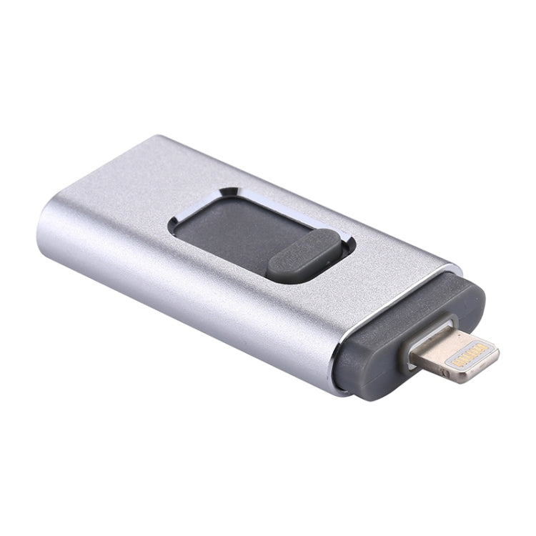 easyflash RQW-01B 3 in 1 USB 2.0 & 8 Pin & Micro USB 128GB Flash Drive(Silver) by buy2fix