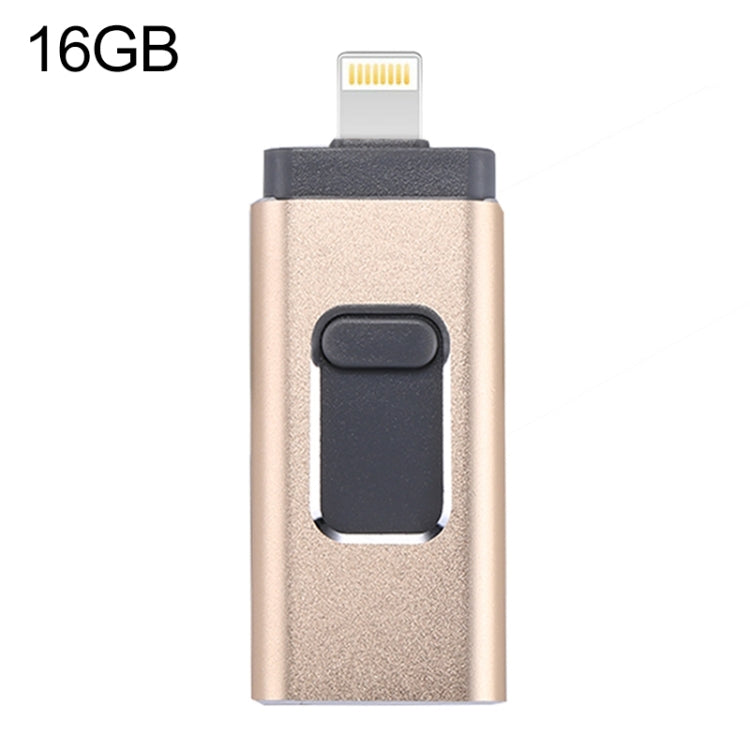 easyflash RQW-01B 3 in 1 USB 2.0 & 8 Pin & Micro USB 16GB Flash Drive(Gold) by buy2fix