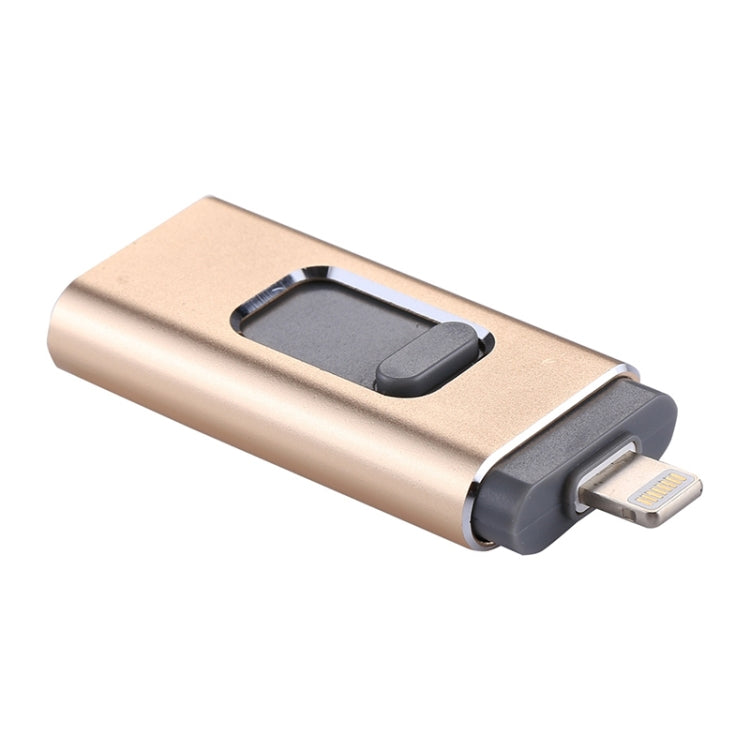 easyflash RQW-01B 3 in 1 USB 2.0 & 8 Pin & Micro USB 16GB Flash Drive(Gold) by buy2fix