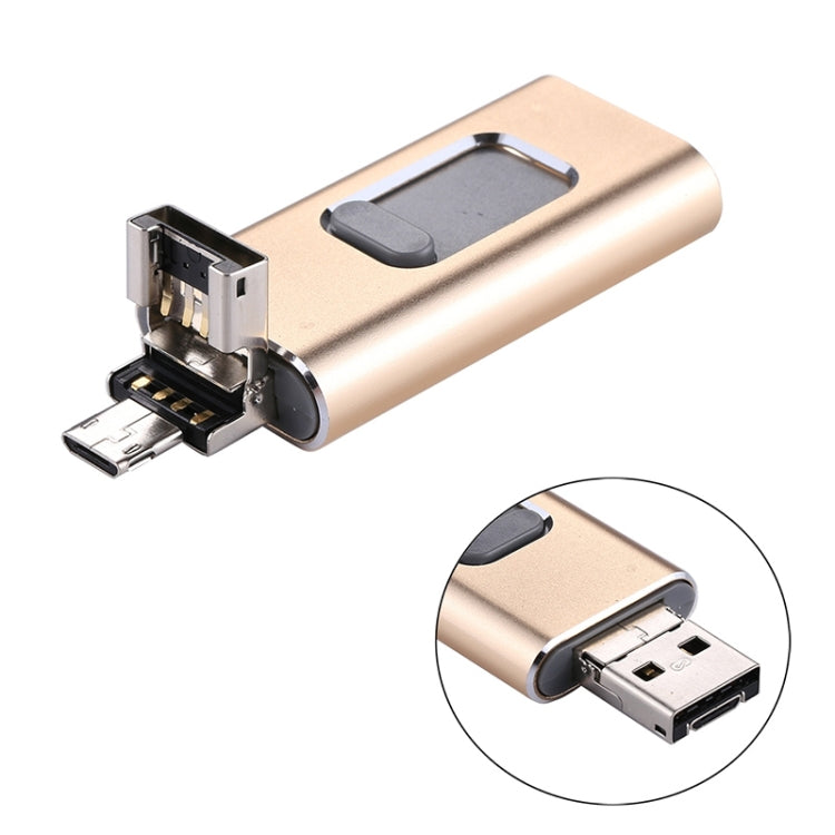 easyflash RQW-01B 3 in 1 USB 2.0 & 8 Pin & Micro USB 16GB Flash Drive(Gold) by buy2fix