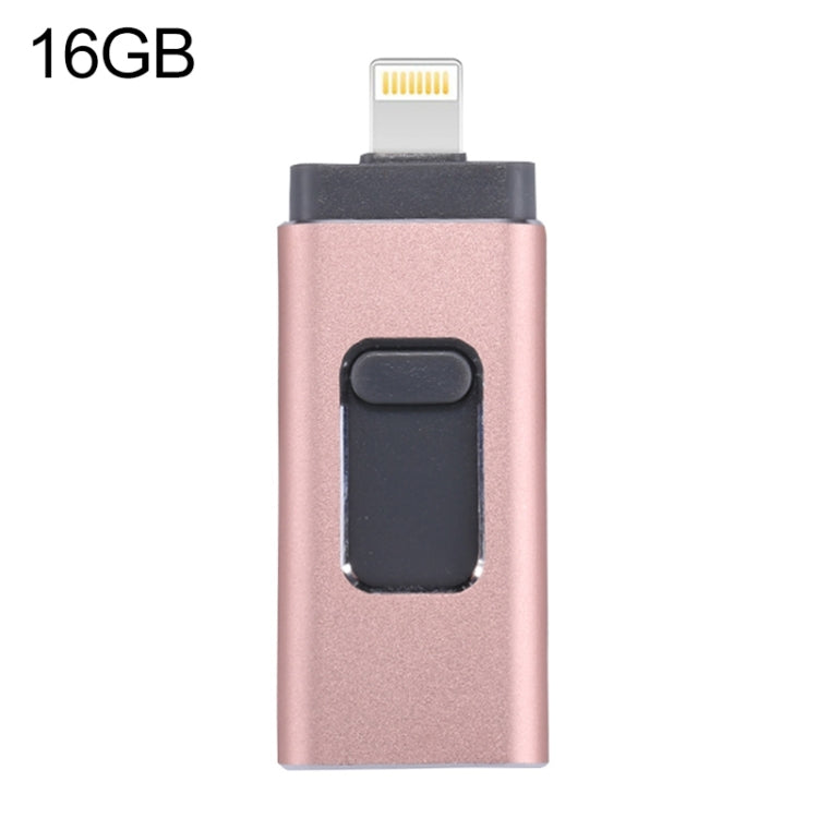 easyflash RQW-01B 3 in 1 USB 2.0 & 8 Pin & Micro USB 16GB Flash Drive(Rose Gold) by buy2fix