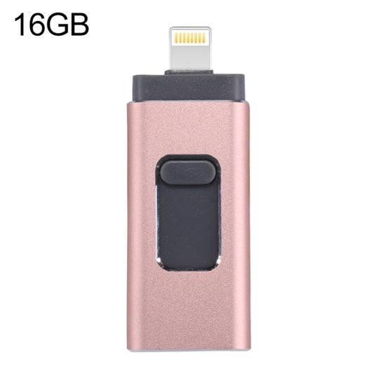 easyflash RQW-01B 3 in 1 USB 2.0 & 8 Pin & Micro USB 16GB Flash Drive(Rose Gold) by buy2fix