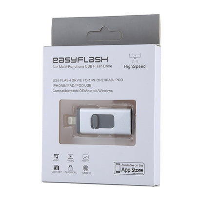 easyflash RQW-01B 3 in 1 USB 2.0 & 8 Pin & Micro USB 16GB Flash Drive(Silver) by buy2fix