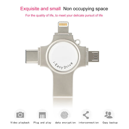 RQW-11S 4 in 1 USB 2.0 & 8 Pin & Micro USB & USB-C / Type-C 32GB Flash Drive by buy2fix