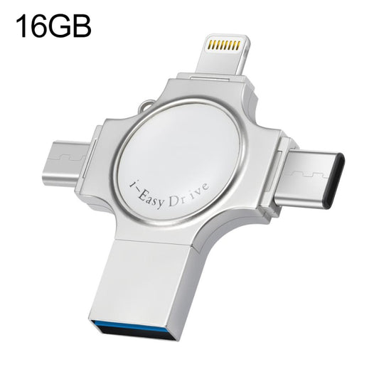 RQW-11S 4 in 1 USB 2.0 & 8 Pin & Micro USB & USB-C / Type-C 16GB Flash Drive by buy2fix