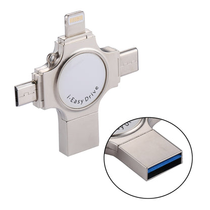 RQW-11S 4 in 1 USB 2.0 & 8 Pin & Micro USB & USB-C / Type-C 16GB Flash Drive by buy2fix