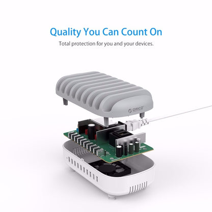 ORICO DUK-10P 120W 10 USB Ports Smart Charging Station with Phone & Tablet Stand, EU Plug(Black) - Multifunction Charger by ORICO | Online Shopping UK | buy2fix