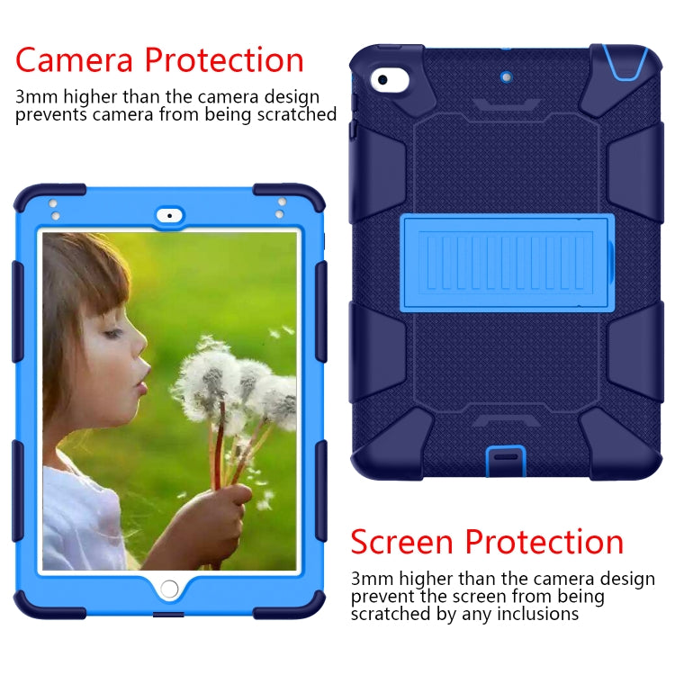Shockproof Two-color Silicone Protection Shell for iPad Mini 2019 & 4, with Holder (Navy Blue+Blue) - iPad mini (2019) / mini 5 Cases by buy2fix | Online Shopping UK | buy2fix