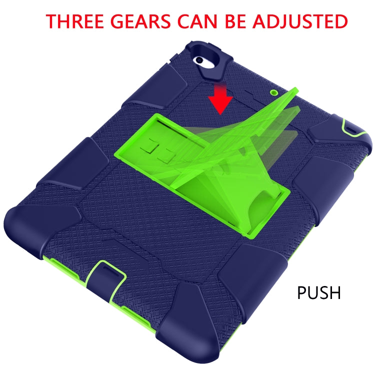 Shockproof Two-color Silicone Protection Shell for iPad Mini 2019 & 4, with Holder (Navy Blue+Yellow-green) - iPad mini (2019) / mini 5 Cases by buy2fix | Online Shopping UK | buy2fix