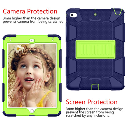 Shockproof Two-color Silicone Protection Shell for iPad Mini 2019 & 4, with Holder (Navy Blue+Yellow-green) - iPad mini (2019) / mini 5 Cases by buy2fix | Online Shopping UK | buy2fix