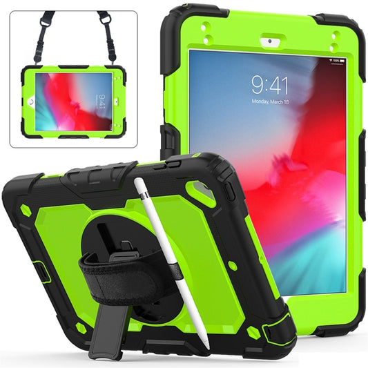 Shockproof Black Silica Gel + Colorful PC Protective Case for iPad Mini 2019 / Mini 4, with Holder & Shoulder Strap & Hand Strap & Pen Slot(Green) - iPad Pro 11 (2018) Cases by buy2fix | Online Shopping UK | buy2fix