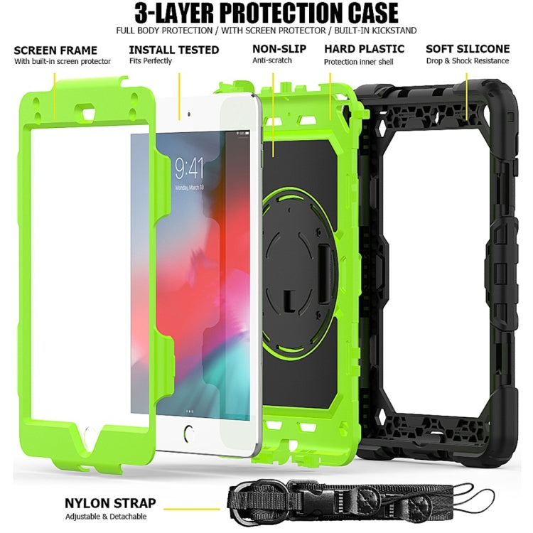 Shockproof Black Silica Gel + Colorful PC Protective Case for iPad Mini 2019 / Mini 4, with Holder & Shoulder Strap & Hand Strap & Pen Slot(Green) - iPad Pro 11 (2018) Cases by buy2fix | Online Shopping UK | buy2fix