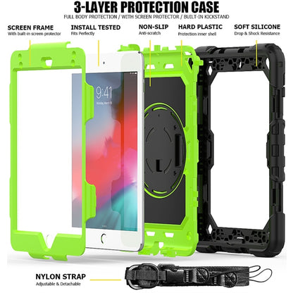 Shockproof Black Silica Gel + Colorful PC Protective Case for iPad Mini 2019 / Mini 4, with Holder & Shoulder Strap & Hand Strap & Pen Slot(Green) - iPad Pro 11 (2018) Cases by buy2fix | Online Shopping UK | buy2fix