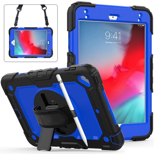 Shockproof Black Silica Gel + Colorful PC Protective Case for iPad Mini 2019 / Mini 4, with Holder & Shoulder Strap & Hand Strap & Pen Slot(Blue) - iPad Pro 11 (2018) Cases by buy2fix | Online Shopping UK | buy2fix