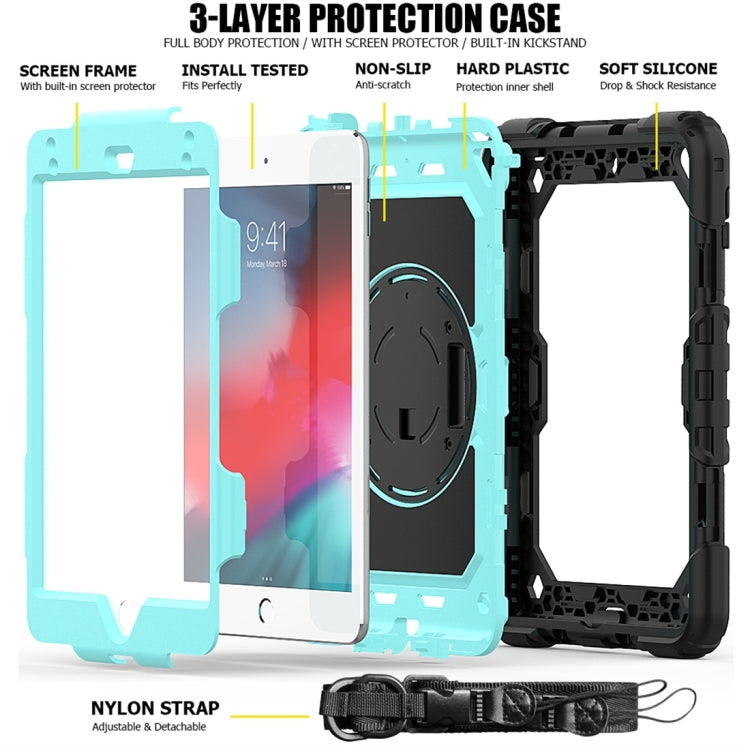 Shockproof Black Silica Gel + Colorful PC Protective Case for iPad Mini 2019 / Mini 4, with Holder & Shoulder Strap & Hand Strap & Pen Slot(Baby Blue) - iPad Pro 11 (2018) Cases by buy2fix | Online Shopping UK | buy2fix