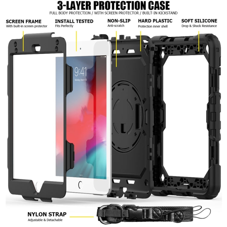 Shockproof Colorful Silica Gel + PC Protective Case for iPad Mini 2019 / Mini 4, with Holder & Shoulder Strap & Hand Strap & Pen Slot(Black) - iPad Pro 11 (2018) Cases by buy2fix | Online Shopping UK | buy2fix