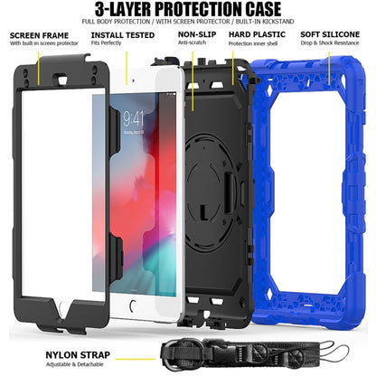 Shockproof Colorful Silica Gel + PC Protective Case for iPad Mini 2019 / Mini 4, with Holder & Shoulder Strap & Hand Strap & Pen Slot(Blue) - iPad Pro 11 (2018) Cases by buy2fix | Online Shopping UK | buy2fix