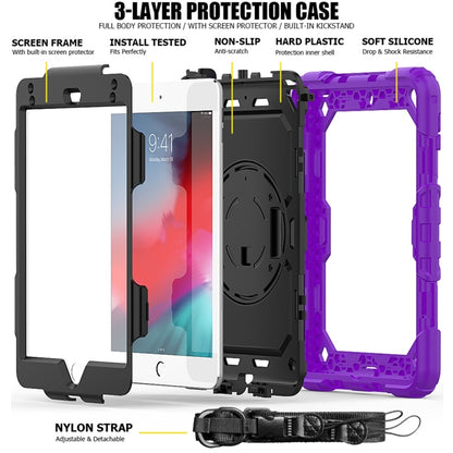 Shockproof Colorful Silica Gel + PC Protective Case for iPad Mini 2019 / Mini 4, with Holder & Shoulder Strap & Hand Strap & Pen Slot(Purple) - iPad Pro 11 (2018) Cases by buy2fix | Online Shopping UK | buy2fix