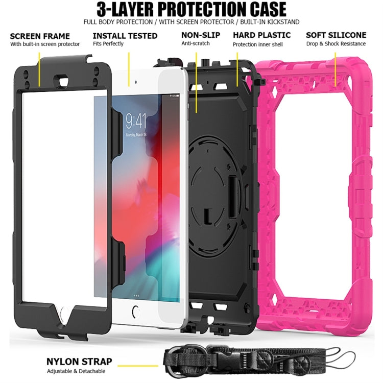 Shockproof Colorful Silica Gel + PC Protective Case for iPad Mini 2019 / Mini 4, with Holder & Shoulder Strap & Hand Strap & Pen Slot(Rose Red) - iPad Pro 11 (2018) Cases by buy2fix | Online Shopping UK | buy2fix