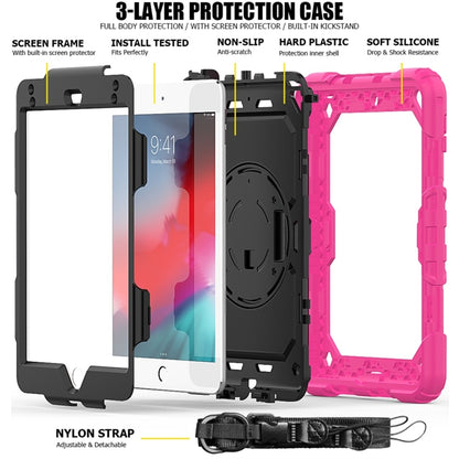 Shockproof Colorful Silica Gel + PC Protective Case for iPad Mini 2019 / Mini 4, with Holder & Shoulder Strap & Hand Strap & Pen Slot(Rose Red) - iPad Pro 11 (2018) Cases by buy2fix | Online Shopping UK | buy2fix