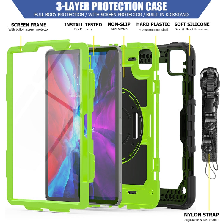 For iPad Pro 11 inch (2018) / Pro 11 inch (2020) Shockproof Black Silica Gel + Colorful PC Protective Tablet Case with Holder & Shoulder Strap & Hand Strap & Pen Slot(Green) - iPad Pro 11 (2020) Cases by buy2fix | Online Shopping UK | buy2fix