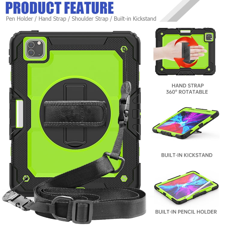 For iPad Pro 11 inch (2018) / Pro 11 inch (2020) Shockproof Black Silica Gel + Colorful PC Protective Tablet Case with Holder & Shoulder Strap & Hand Strap & Pen Slot(Green) - iPad Pro 11 (2020) Cases by buy2fix | Online Shopping UK | buy2fix