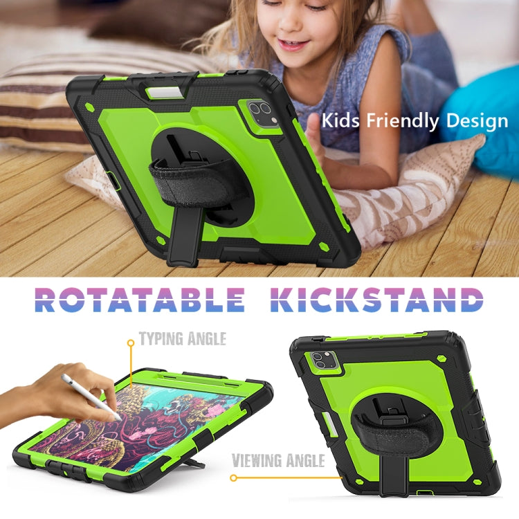 For iPad Pro 11 inch (2018) / Pro 11 inch (2020) Shockproof Black Silica Gel + Colorful PC Protective Tablet Case with Holder & Shoulder Strap & Hand Strap & Pen Slot(Green) - iPad Pro 11 (2020) Cases by buy2fix | Online Shopping UK | buy2fix