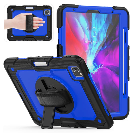 For iPad Pro 11 inch (2018) / Pro 11 inch (2020) Shockproof Black Silica Gel + Colorful PC Protective Tablet Case with Holder & Shoulder Strap & Hand Strap & Pen Slot(Blue) - iPad Pro 11 (2020) Cases by buy2fix | Online Shopping UK | buy2fix