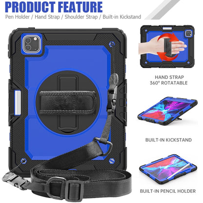 For iPad Pro 11 inch (2018) / Pro 11 inch (2020) Shockproof Black Silica Gel + Colorful PC Protective Tablet Case with Holder & Shoulder Strap & Hand Strap & Pen Slot(Blue) - iPad Pro 11 (2020) Cases by buy2fix | Online Shopping UK | buy2fix