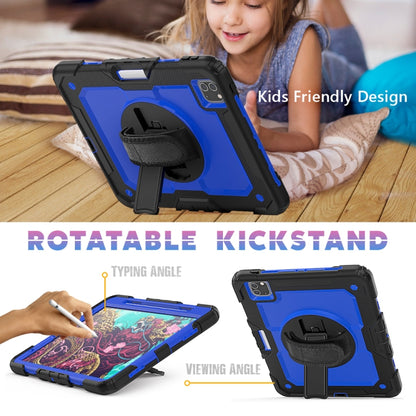 For iPad Pro 11 inch (2018) / Pro 11 inch (2020) Shockproof Black Silica Gel + Colorful PC Protective Tablet Case with Holder & Shoulder Strap & Hand Strap & Pen Slot(Blue) - iPad Pro 11 (2020) Cases by buy2fix | Online Shopping UK | buy2fix