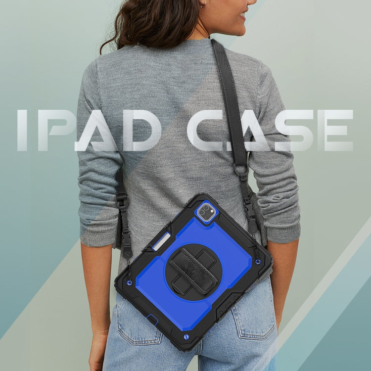 For iPad Pro 11 inch (2018) / Pro 11 inch (2020) Shockproof Black Silica Gel + Colorful PC Protective Tablet Case with Holder & Shoulder Strap & Hand Strap & Pen Slot(Blue) - iPad Pro 11 (2020) Cases by buy2fix | Online Shopping UK | buy2fix