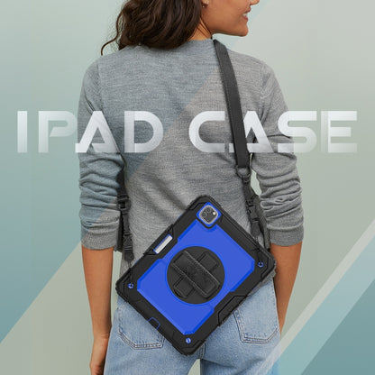 For iPad Pro 11 inch (2018) / Pro 11 inch (2020) Shockproof Black Silica Gel + Colorful PC Protective Tablet Case with Holder & Shoulder Strap & Hand Strap & Pen Slot(Blue) - iPad Pro 11 (2020) Cases by buy2fix | Online Shopping UK | buy2fix