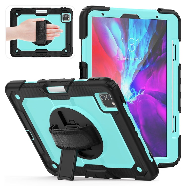 For iPad Pro 11 inch (2018) / Pro 11 inch (2020) Shockproof Black Silica Gel + Colorful PC Protective Tablet Case with Holder & Shoulder Strap & Hand Strap & Pen Slot(Baby Blue) - iPad Pro 11 (2020) Cases by buy2fix | Online Shopping UK | buy2fix