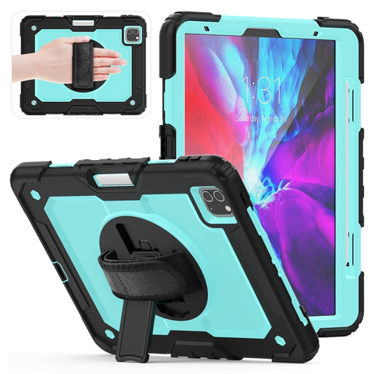 For iPad Pro 11 inch (2018) / Pro 11 inch (2020) Shockproof Black Silica Gel + Colorful PC Protective Tablet Case with Holder & Shoulder Strap & Hand Strap & Pen Slot(Baby Blue) - iPad Pro 11 (2020) Cases by buy2fix | Online Shopping UK | buy2fix