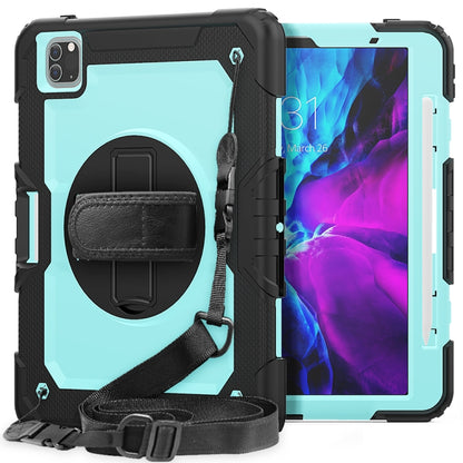 For iPad Pro 11 inch (2018) / Pro 11 inch (2020) Shockproof Black Silica Gel + Colorful PC Protective Tablet Case with Holder & Shoulder Strap & Hand Strap & Pen Slot(Baby Blue) - iPad Pro 11 (2020) Cases by buy2fix | Online Shopping UK | buy2fix