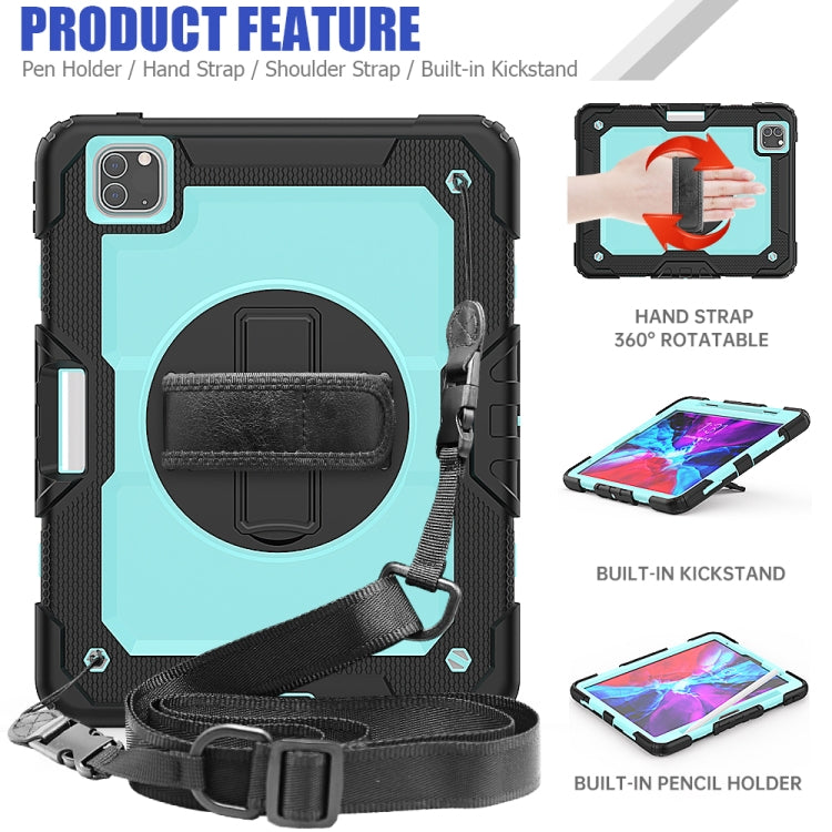 For iPad Pro 11 inch (2018) / Pro 11 inch (2020) Shockproof Black Silica Gel + Colorful PC Protective Tablet Case with Holder & Shoulder Strap & Hand Strap & Pen Slot(Baby Blue) - iPad Pro 11 (2020) Cases by buy2fix | Online Shopping UK | buy2fix