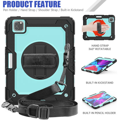 For iPad Pro 11 inch (2018) / Pro 11 inch (2020) Shockproof Black Silica Gel + Colorful PC Protective Tablet Case with Holder & Shoulder Strap & Hand Strap & Pen Slot(Baby Blue) - iPad Pro 11 (2020) Cases by buy2fix | Online Shopping UK | buy2fix