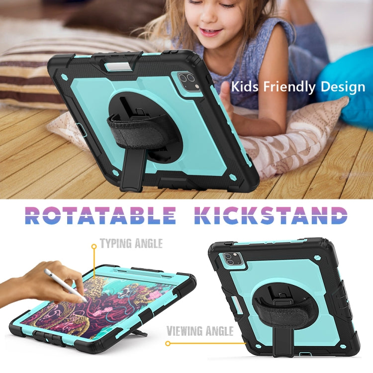 For iPad Pro 11 inch (2018) / Pro 11 inch (2020) Shockproof Black Silica Gel + Colorful PC Protective Tablet Case with Holder & Shoulder Strap & Hand Strap & Pen Slot(Baby Blue) - iPad Pro 11 (2020) Cases by buy2fix | Online Shopping UK | buy2fix