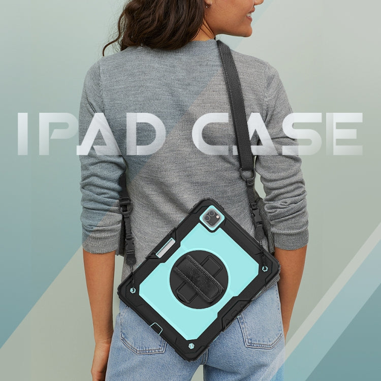 For iPad Pro 11 inch (2018) / Pro 11 inch (2020) Shockproof Black Silica Gel + Colorful PC Protective Tablet Case with Holder & Shoulder Strap & Hand Strap & Pen Slot(Baby Blue) - iPad Pro 11 (2020) Cases by buy2fix | Online Shopping UK | buy2fix