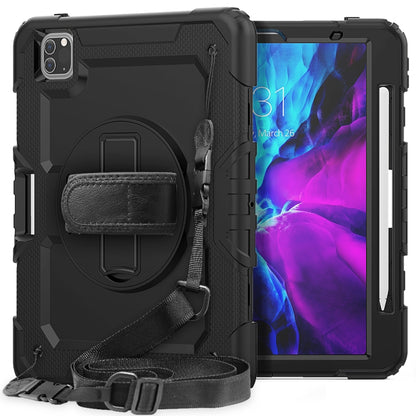 For iPad Pro 11 inch (2018) / Pro 11 inch (2020) Shockproof Colorful Silica Gel + PC Protective Tablet Case with Holder & Shoulder Strap & Hand Strap & Pen Slot(Black) - iPad Pro 11 (2020) Cases by buy2fix | Online Shopping UK | buy2fix