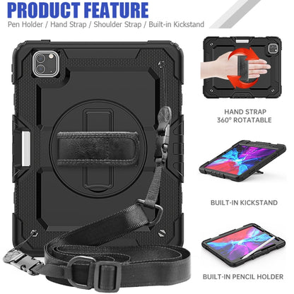 For iPad Pro 11 inch (2018) / Pro 11 inch (2020) Shockproof Colorful Silica Gel + PC Protective Tablet Case with Holder & Shoulder Strap & Hand Strap & Pen Slot(Black) - iPad Pro 11 (2020) Cases by buy2fix | Online Shopping UK | buy2fix