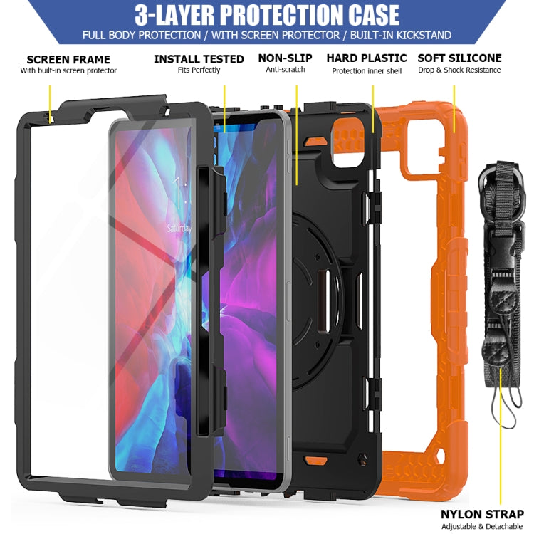 For iPad Pro 11 inch (2018) / Pro 11 inch (2020) Shockproof Colorful Silica Gel + PC Protective Tablet Case with Holder & Shoulder Strap & Hand Strap & Pen Slot(Orange) - iPad Pro 11 (2020) Cases by buy2fix | Online Shopping UK | buy2fix