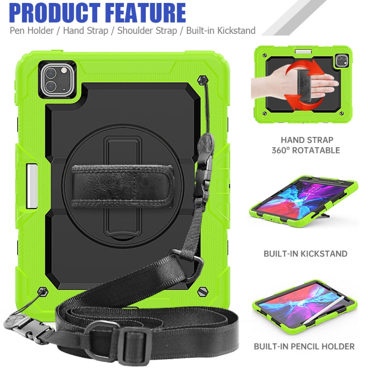 For iPad Pro 11 inch (2018) / Pro 11 inch (2020) Shockproof Colorful Silica Gel + PC Protective Tablet Case with Holder & Shoulder Strap & Hand Strap & Pen Slot(Green) - iPad Pro 11 (2020) Cases by buy2fix | Online Shopping UK | buy2fix