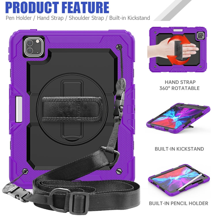 For iPad Pro 11 inch (2018) / Pro 11 inch (2020) Shockproof Colorful Silica Gel + PC Protective Tablet Case with Holder & Shoulder Strap & Hand Strap & Pen Slot(Purple) - iPad Pro 11 (2020) Cases by buy2fix | Online Shopping UK | buy2fix
