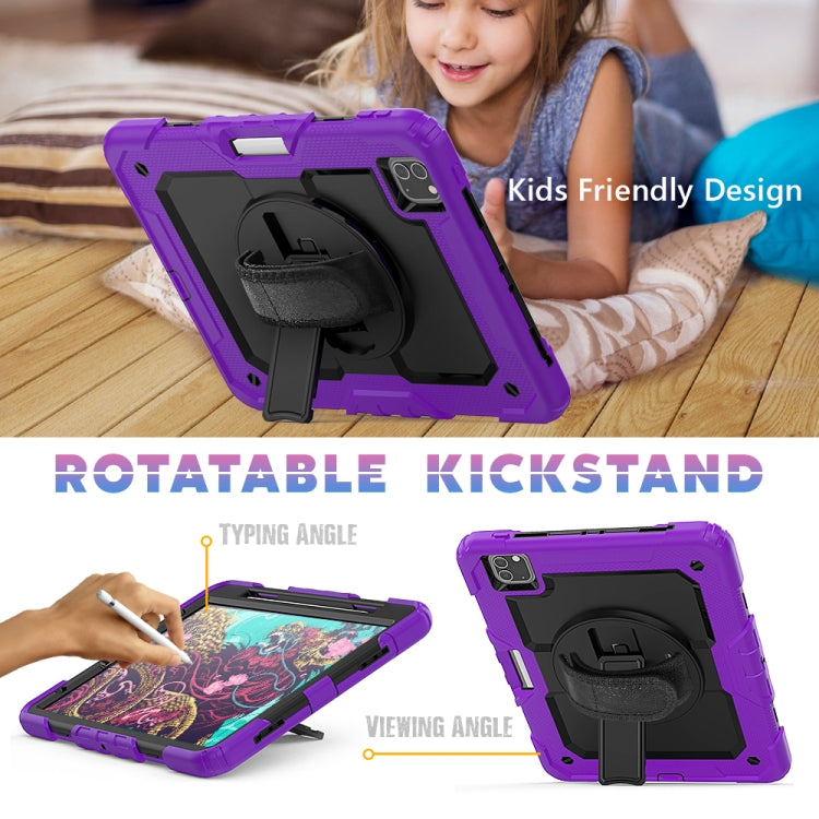 For iPad Pro 11 inch (2018) / Pro 11 inch (2020) Shockproof Colorful Silica Gel + PC Protective Tablet Case with Holder & Shoulder Strap & Hand Strap & Pen Slot(Purple) - iPad Pro 11 (2020) Cases by buy2fix | Online Shopping UK | buy2fix