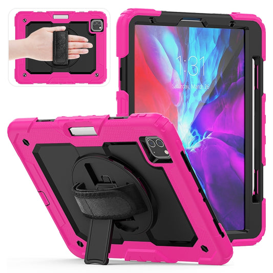 For iPad Pro 11 inch (2018) / Pro 11 inch (2020) Shockproof Colorful Silica Gel + PC Protective Tablet Case with Holder & Shoulder Strap & Hand Strap & Pen Slot(Rose Red) - iPad Pro 11 (2020) Cases by buy2fix | Online Shopping UK | buy2fix
